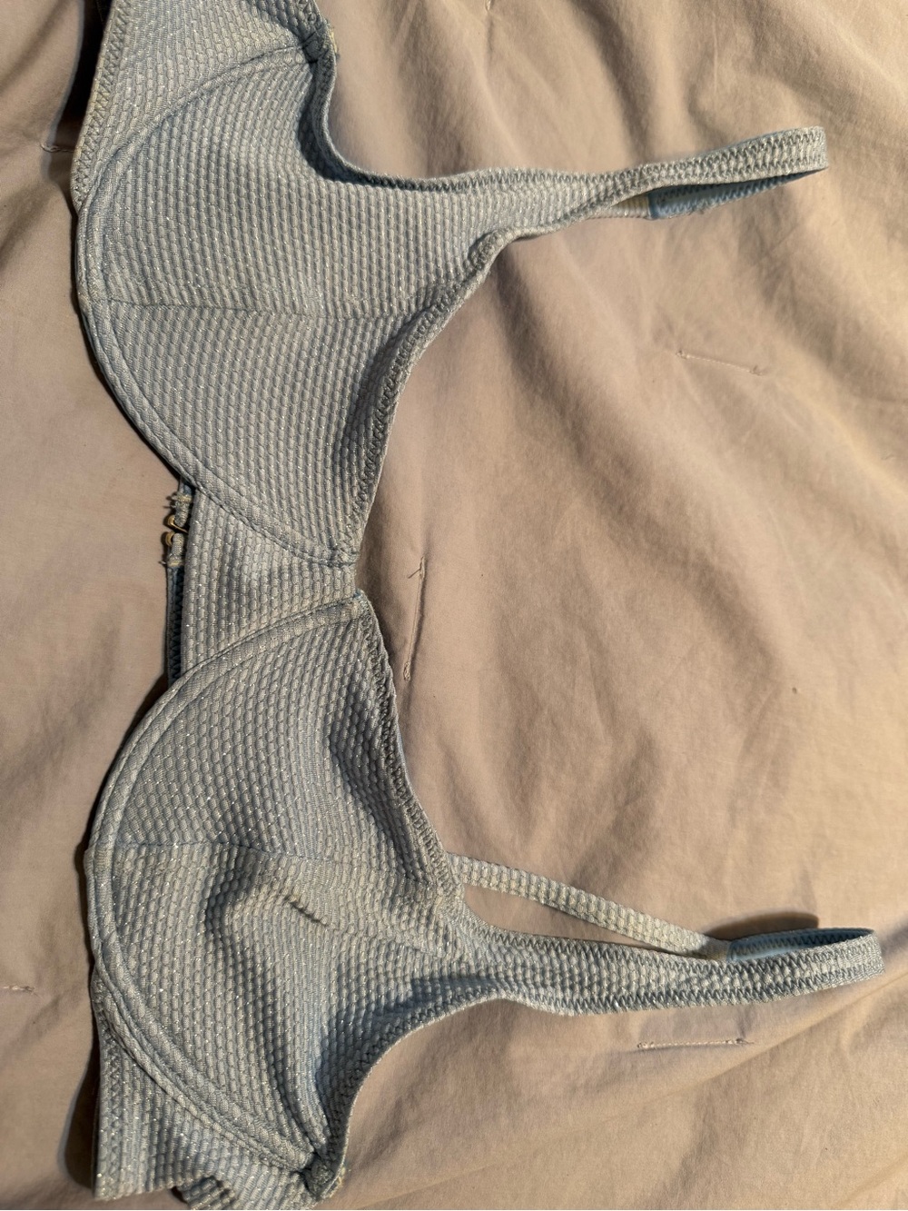 Frankie's Bikinis Light Blue Bralette with Gold Logo